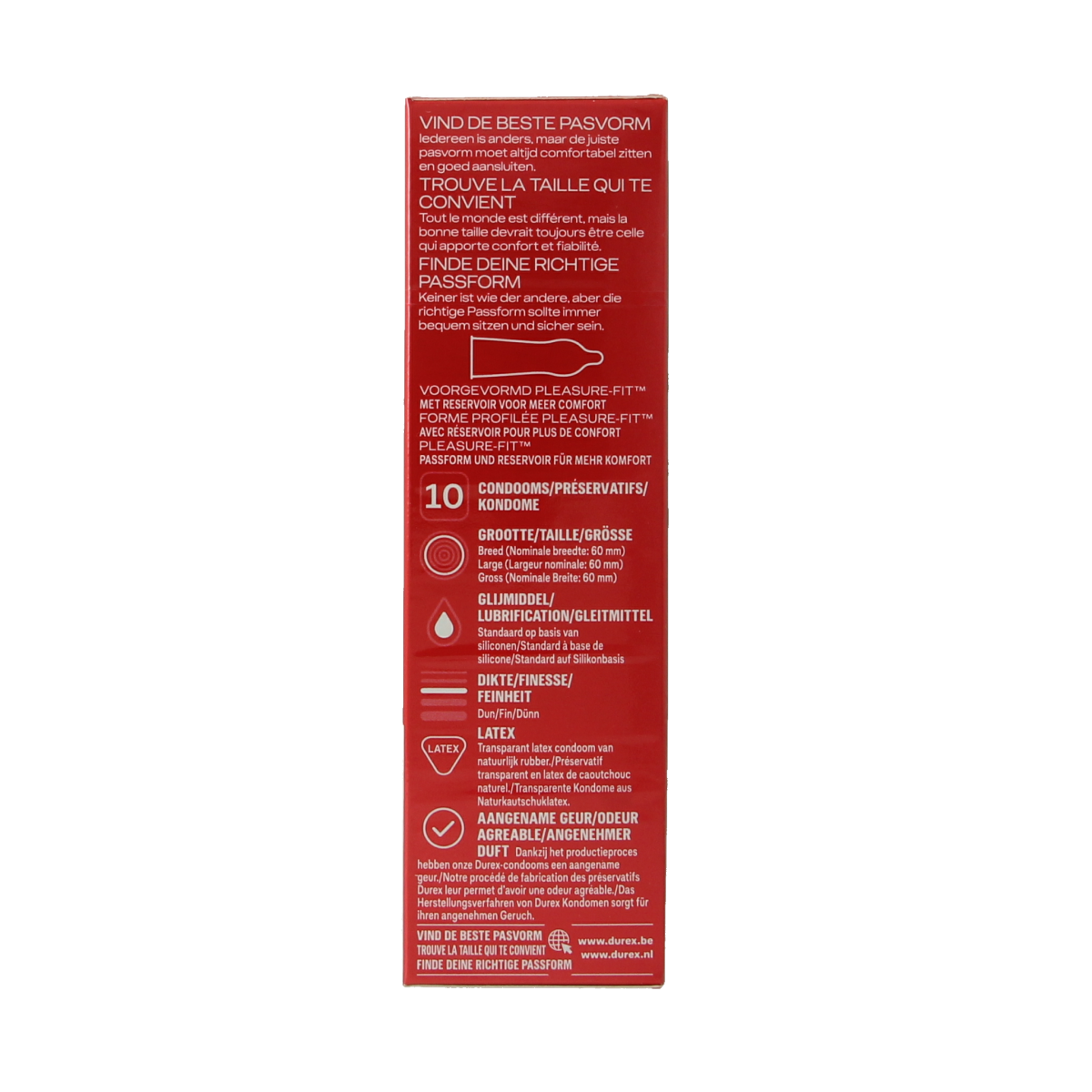 Durex Thin Feel XL condoms in a box of 10, featuring sleek packaging and clear branding for safe intimacy.