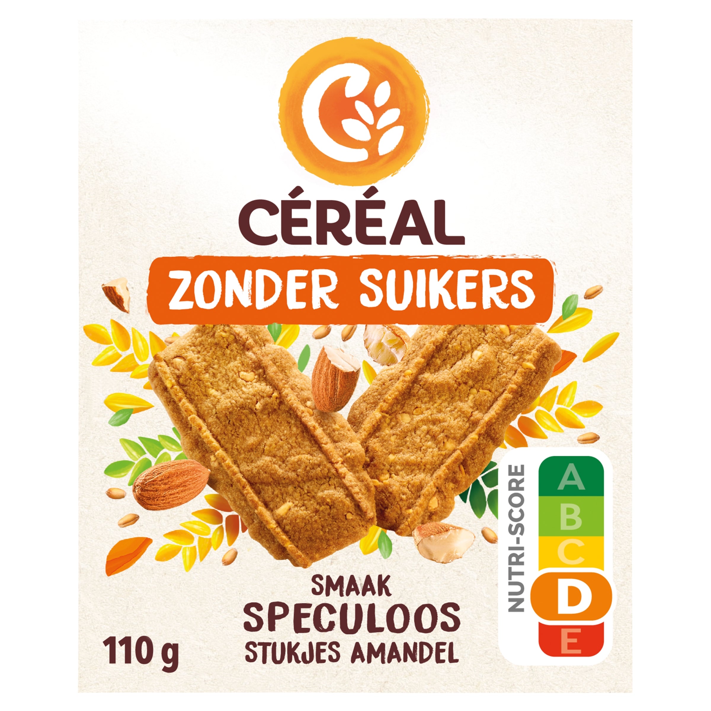 Cereal Speculoos almond cookies, 113g, featuring crispy koeken with speculoos flavor and almond pieces on top.