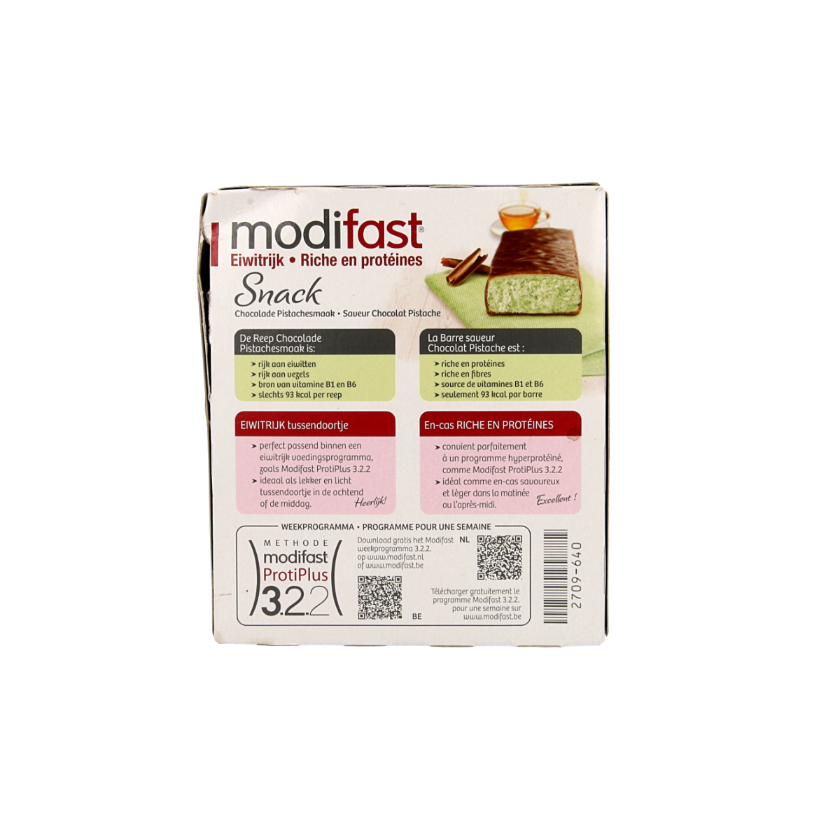 Modifast Proteine Shape Bar Pistachio meal replacement bar, 162g, with pistachio flavor and protein-rich ingredients.