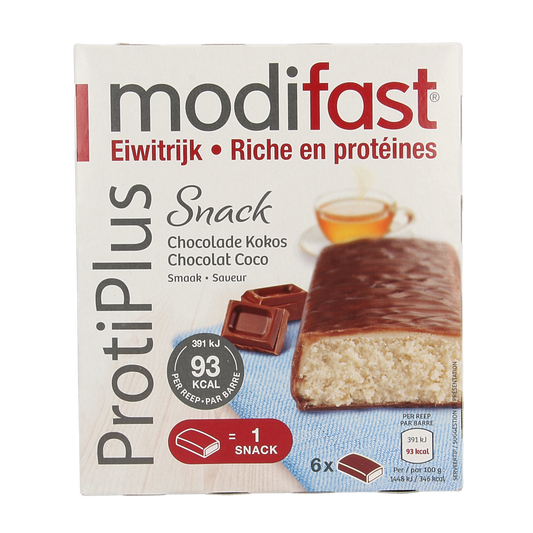 Modifast Proteine Shape Bar Coco, a 162g meal replacement protein bar with coconut flavor, shown in the image.