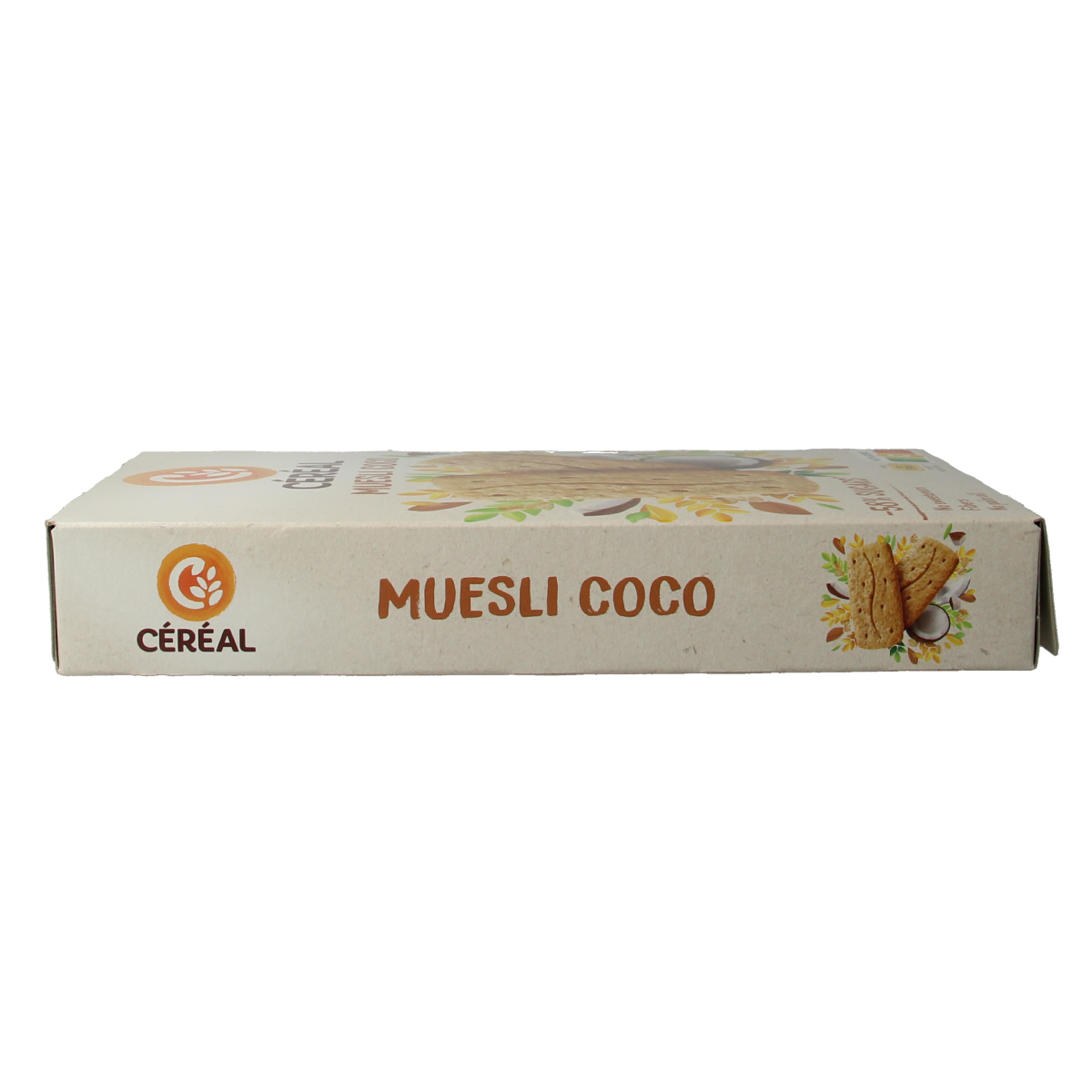 Cereal brand cereal koeken with muesli and coconut in a 200g package, displayed on a neutral background.