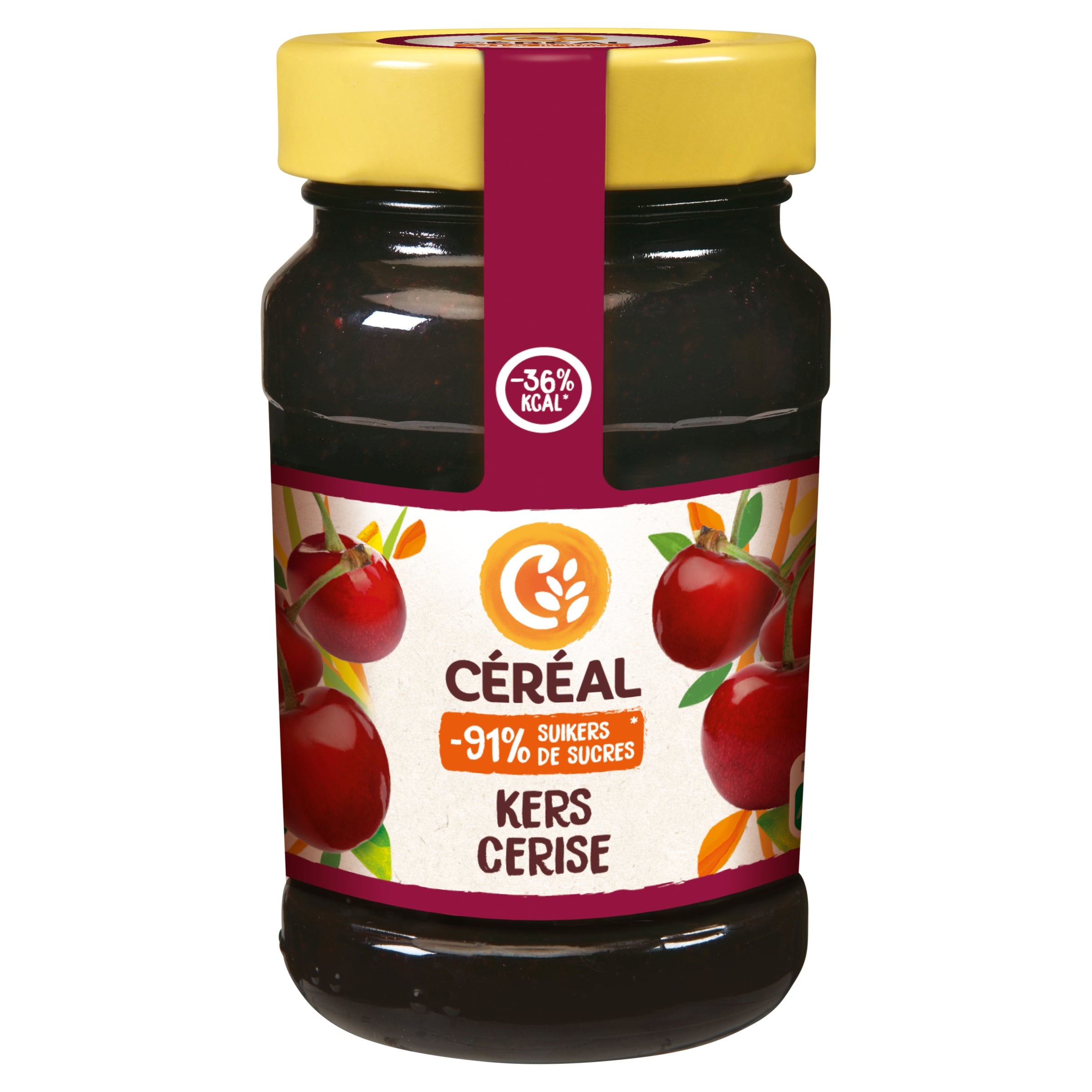 Cereal Fruit Kers suikervrij bread topping spread in a 270g jar, featuring fruit pieces and natural ingredients from Cereal brand.