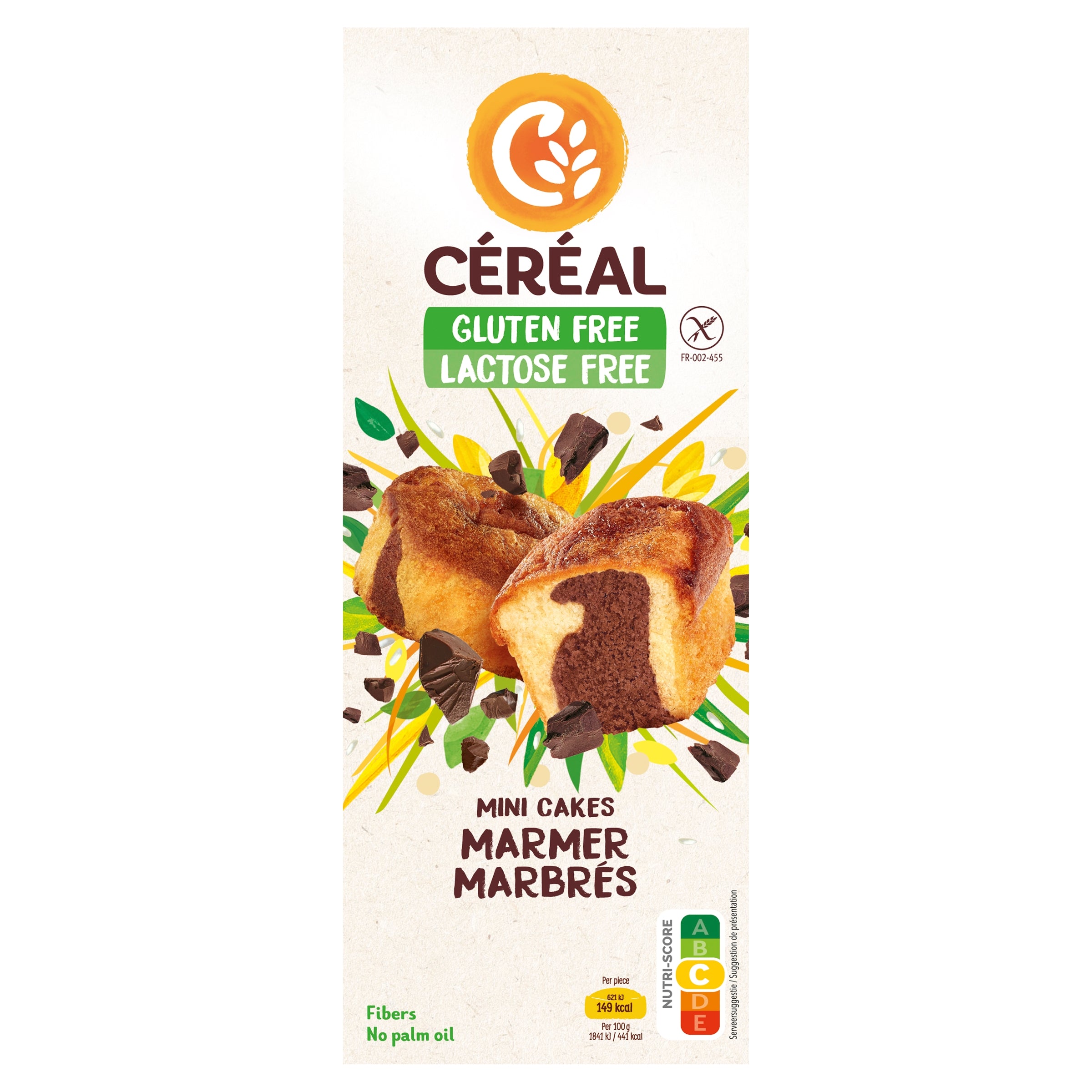 Gluten-free Cereal mini marble cake koeken on a plate, showing the marbled texture and golden-brown crust.