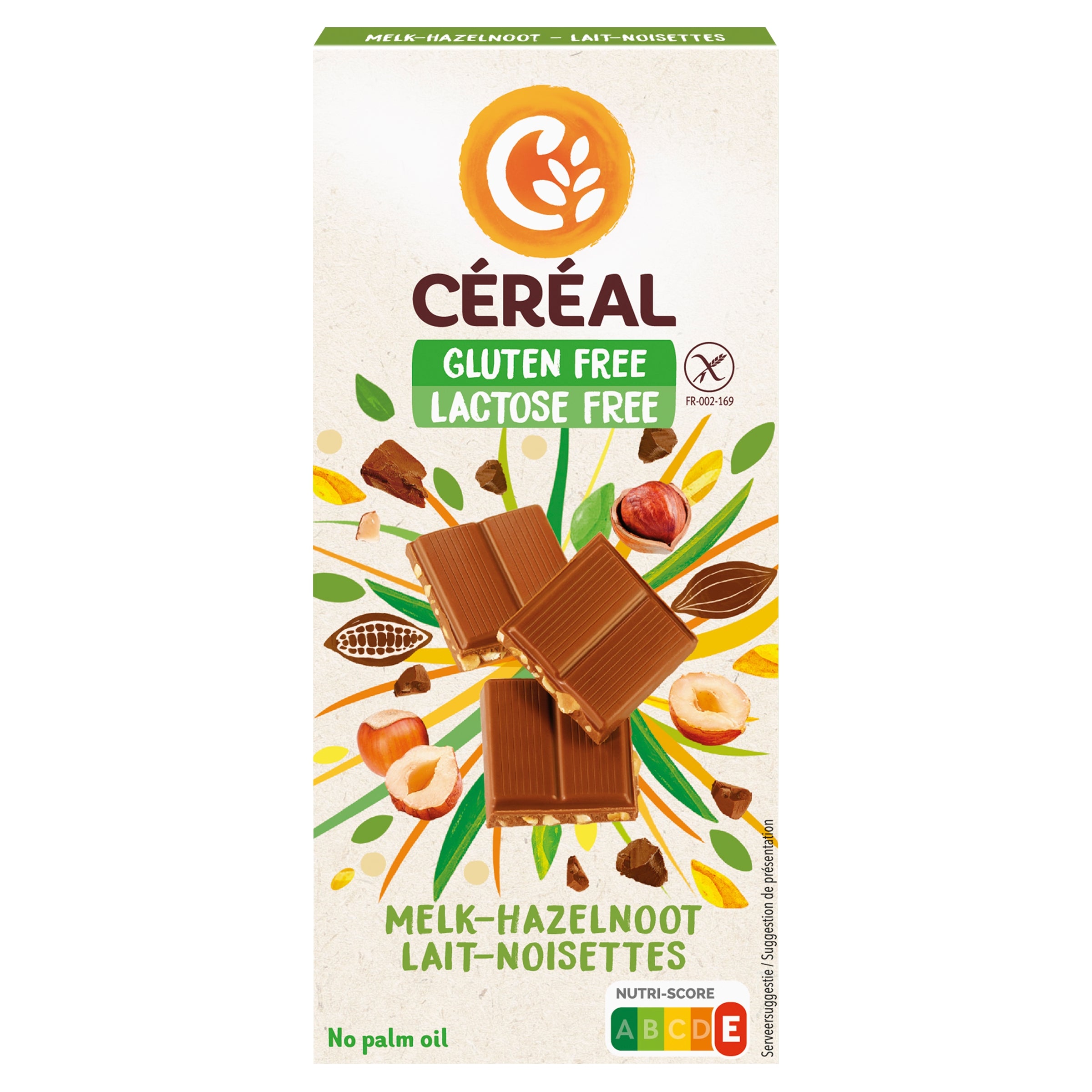 Cereal Melkchocolade hazelnoot gluten-free chocolate bar, 100g, with milk chocolate and hazelnuts, branded Cereal.