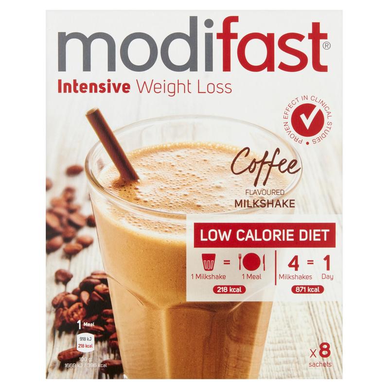 Modifast Intensive coffee milkshake in 440g package, a meal replacement product with coffee flavor and nutritional benefits.