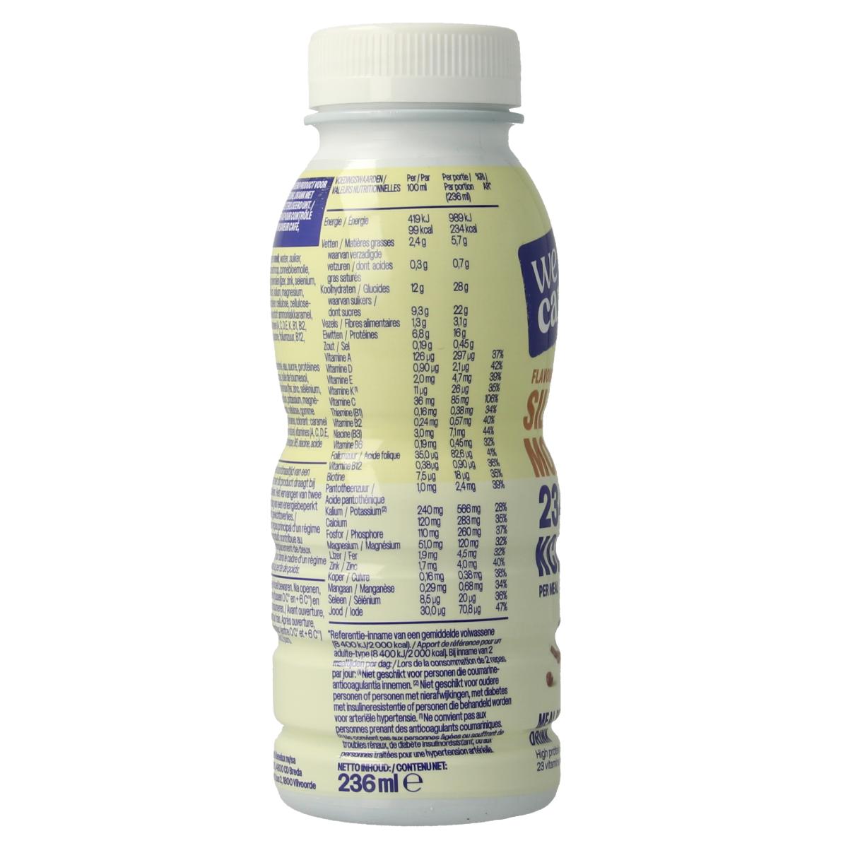 WeCare silky mokka meal replacement drink in 236ml bottle, creamy coffee flavor, for nutritious on-the-go convenience.