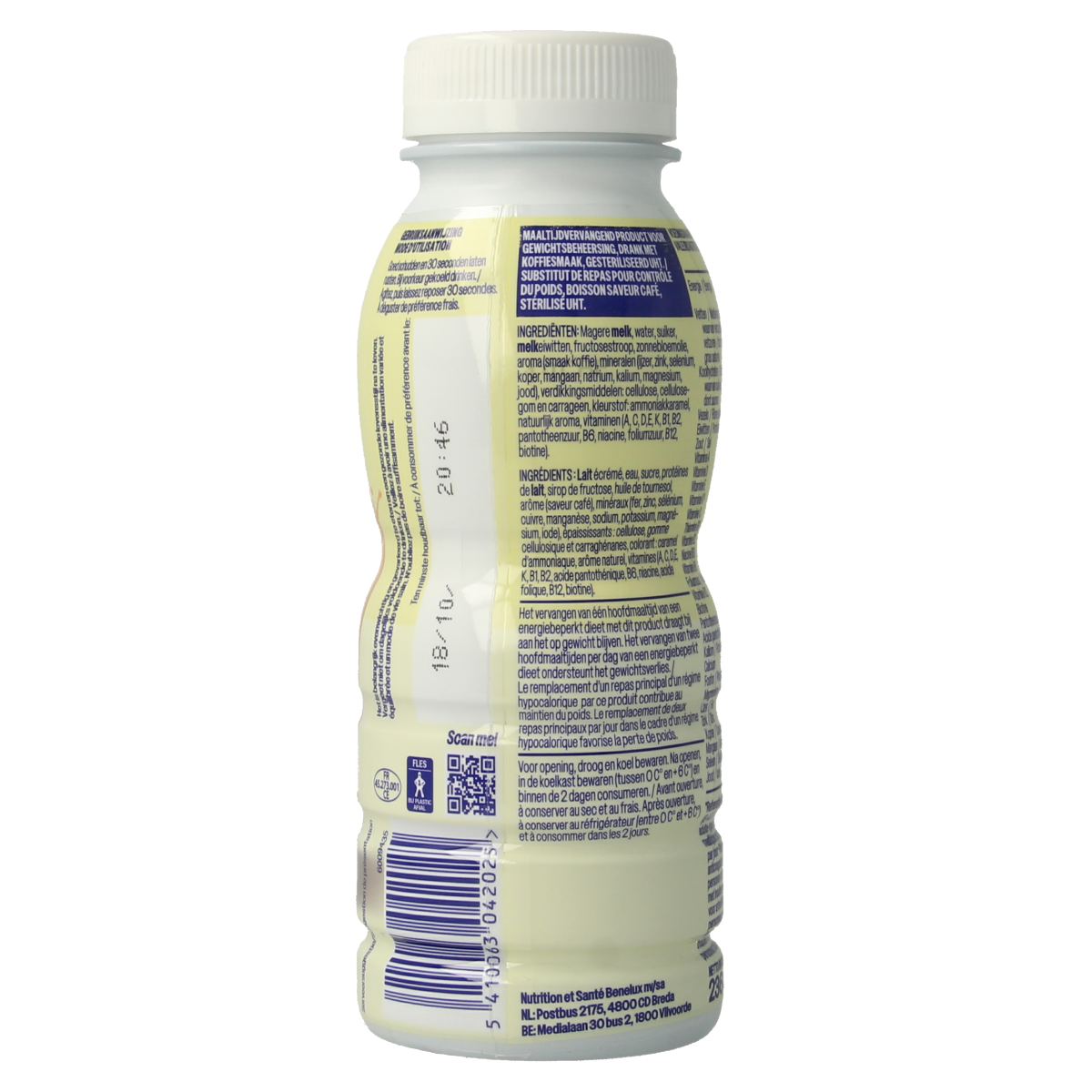 WeCare meal replacement drink silky mokka in 236ml bottle, smooth coffee-flavored beverage, dranken en sappen product.