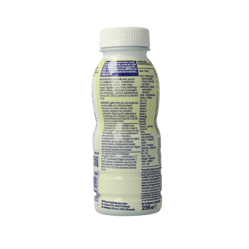 WeCare red fruits meal replacement drink in 236ml bottle, featuring vibrant red fruit images on the label.