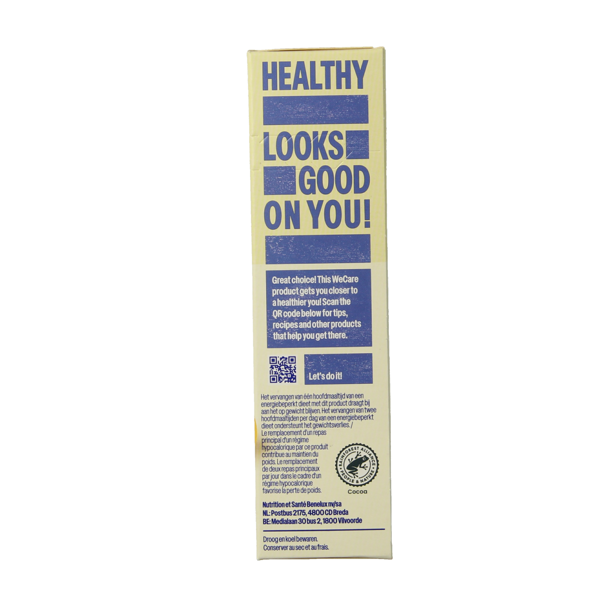 WeCare apricot and lemon meal replacement snack bar, 116 grams, showing a close-up of the bar with apricot and lemon ingredients.