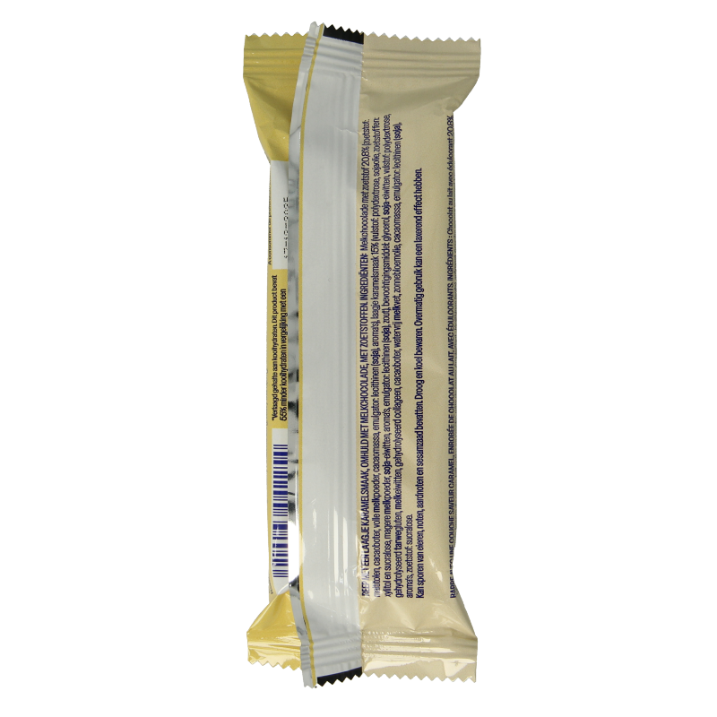 WeCare Lower kcal/carb fudge caramel snack bar, 60 grams, with rich caramel flavor and soft fudge texture.
