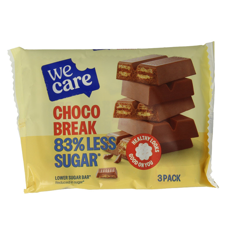 WeCare Choco Break low-calorie sugar snack bar, 645g, with chocolate flavor, ideal for healthy snacking and quick energy.