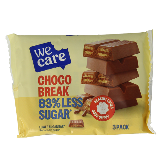 WeCare Choco Break low-calorie sugar snack bar, 645g, with chocolate flavor, ideal for healthy snacking and quick energy.