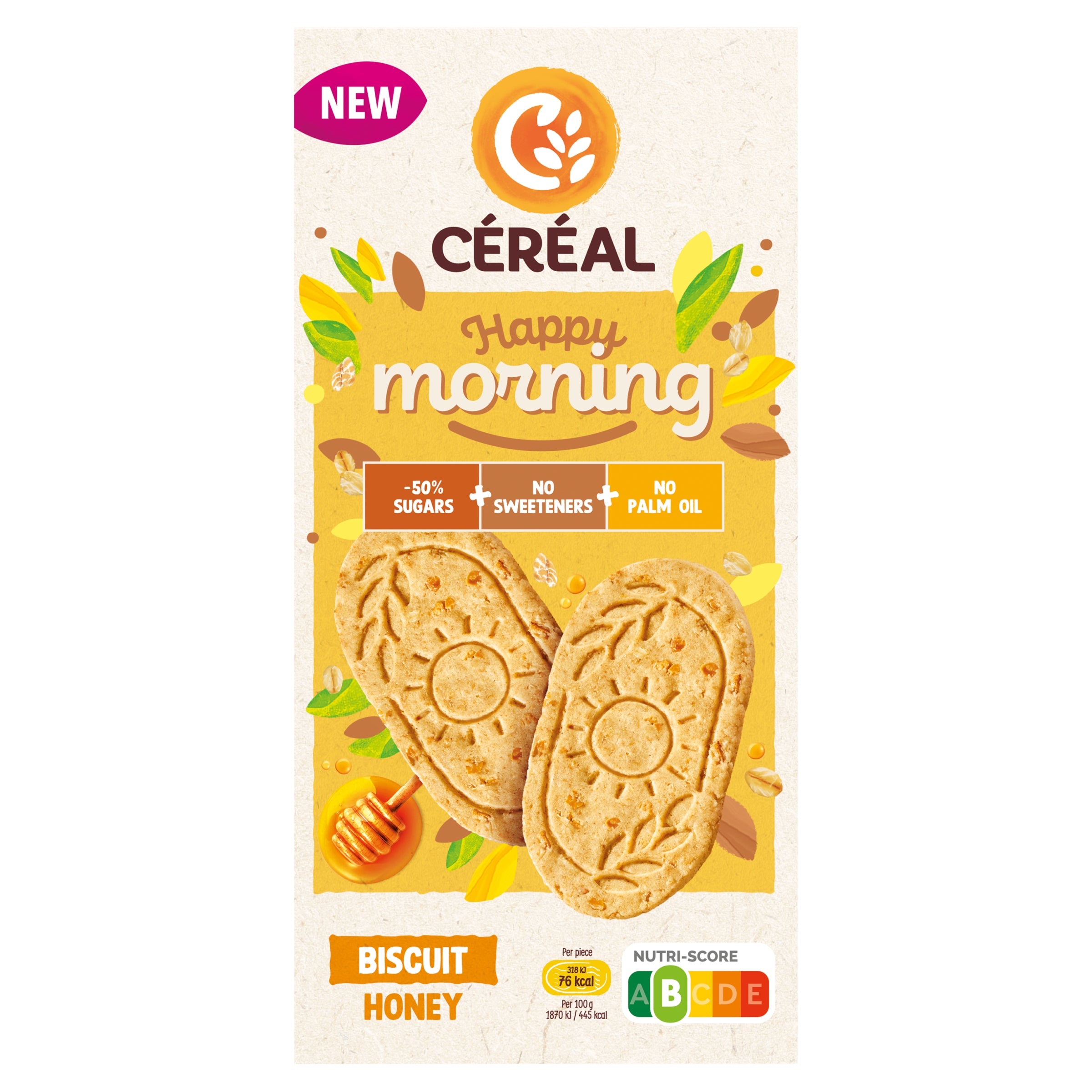 Cereal Happy Morning Honey breakfast grains in a 200g package, showing the cereal flakes and honey flavor label.