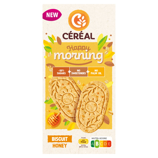 Cereal Happy Morning Honey breakfast grains in a 200g package, showing the cereal flakes and honey flavor label.