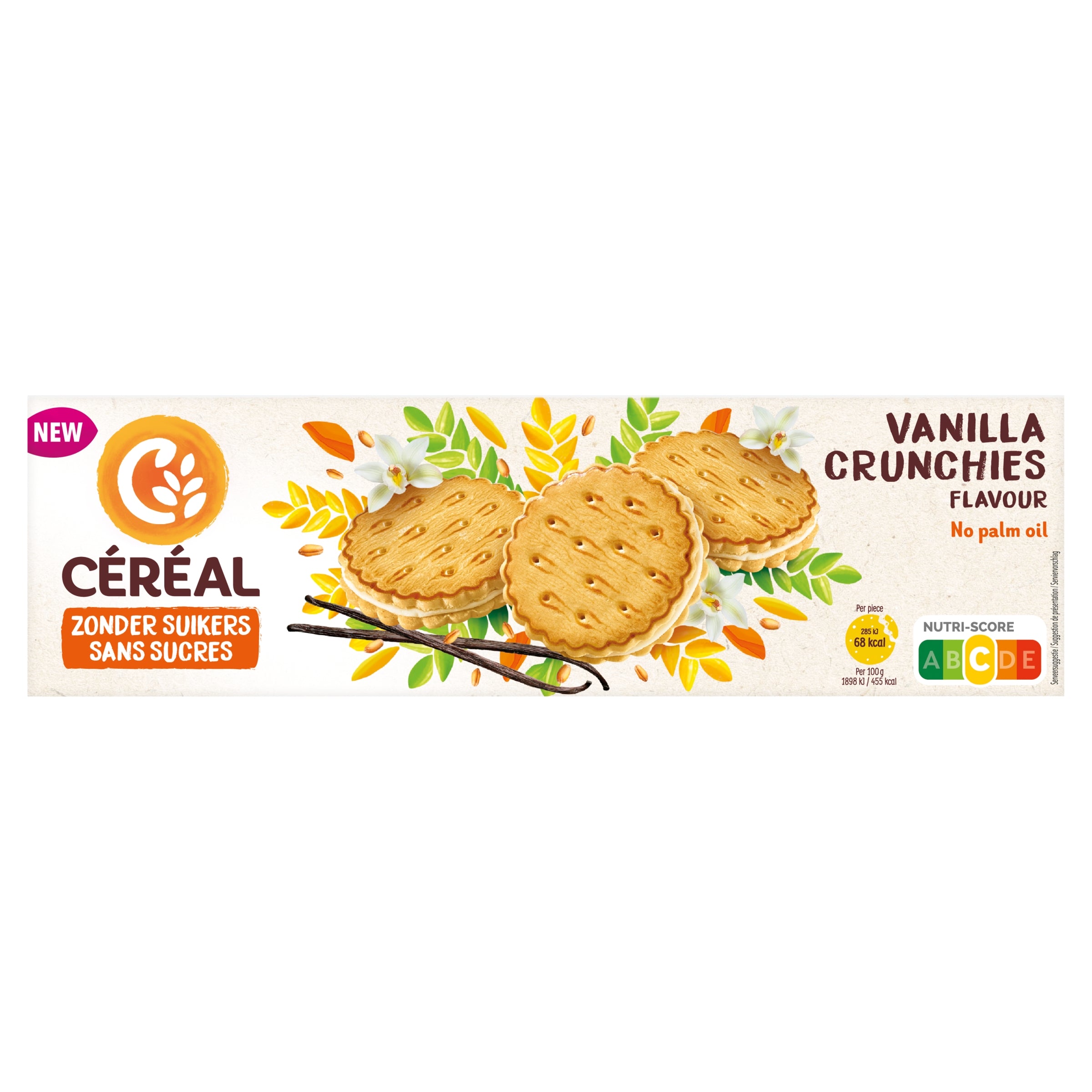 Vanilla crunchies koeken by Cereal, sugar-free cereal snack in 185g package, crispy and flavorful breakfast treat