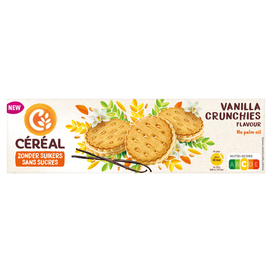 Vanilla crunchies koeken by Cereal, sugar-free cereal snack in 185g package, crispy and flavorful breakfast treat