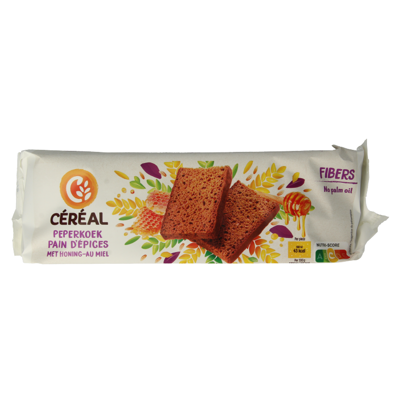 Cereal Peperkoek met honing koek in 300g package, featuring golden-brown honey-flavored gingerbread cookies.