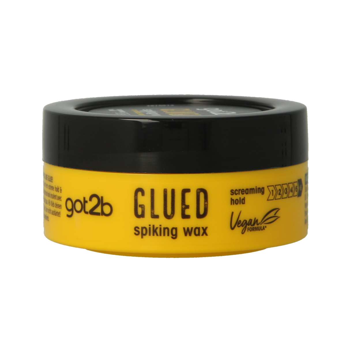 Got2b Glued spiking wax in 75ml jar, hair styling product with strong hold and shiny finish, ideal for creating spiked hairstyles.