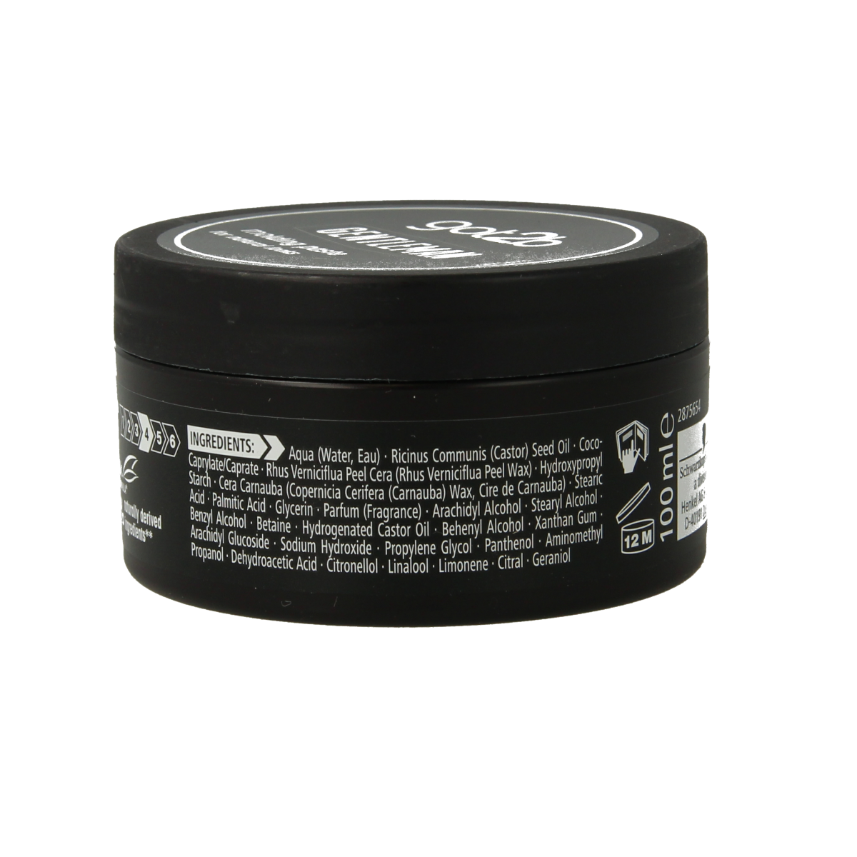 Got2b Gentleman molding paste for hair styling, 100ml container showing the product in a sleek, professional hair styling jar
