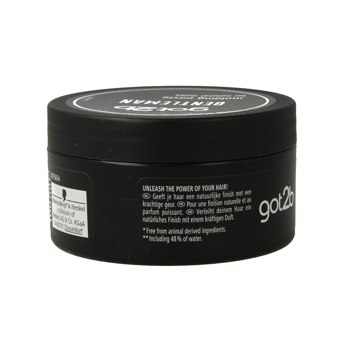 Got2b Gentleman molding paste in a 100ml jar, designed for hair styling with a smooth, matte finish and strong hold.