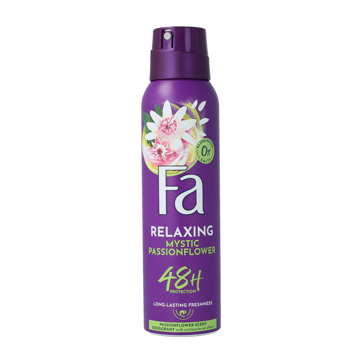 FA Deodorant Spray Mystic Moments 150ml bottle with spray nozzle, fresh and aromatic scent for everyday use.