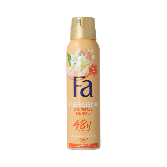 FA Deodorant Spray Oriental Moments bottle, 150ml, with sleek design and fragrance details visible.