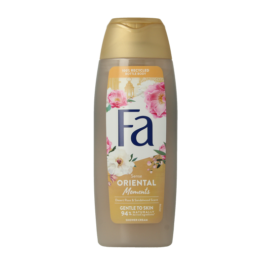 FA Oriental Moments shower gel 250ml bottle, featuring a sleek design with a floral and oriental scent theme.