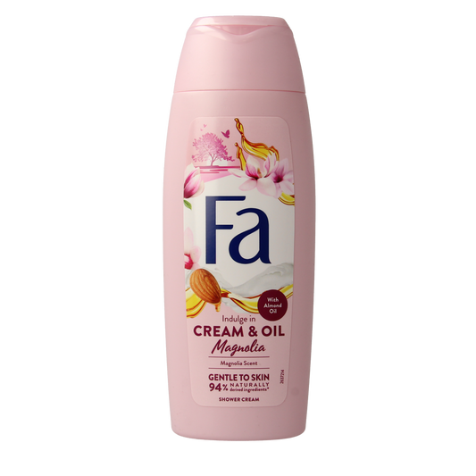 FA shower gel cream and oil magnolia in 250ml bottle, moisturizing bad en douche with floral scent, displayed in the image.