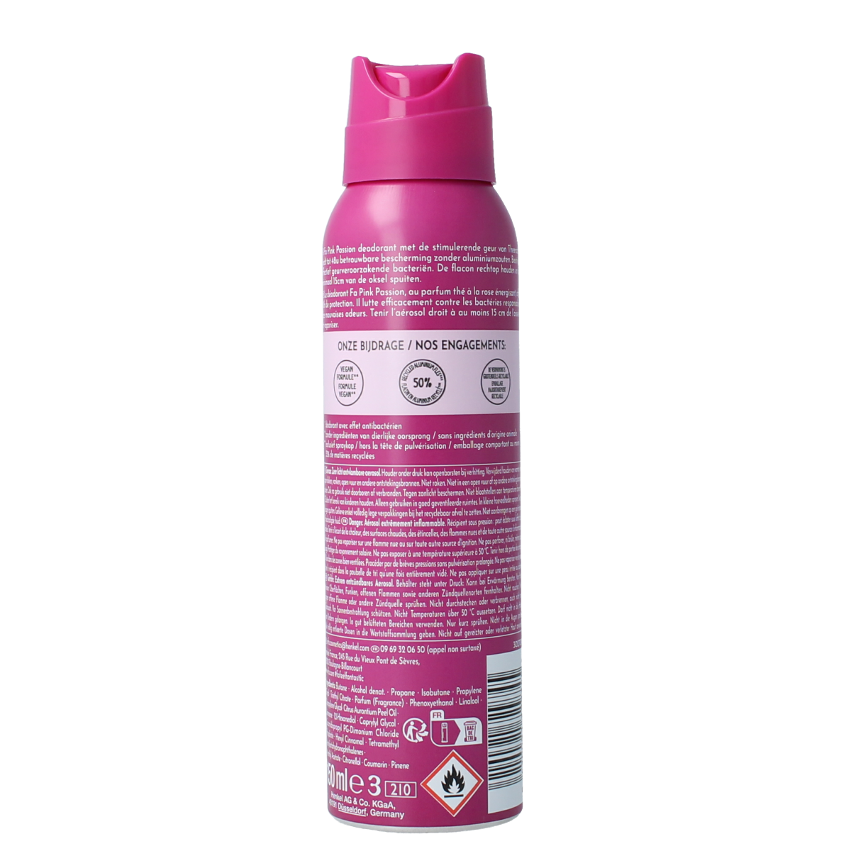 FA Pink Passion deodorant spray in 150ml bottle, featuring a sleek pink design and fresh floral scent.
