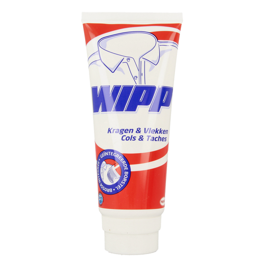 Wipp Vlekverwijderaar tube 200ml, stain remover liquid from Wipp, shown in a white tube with product label.