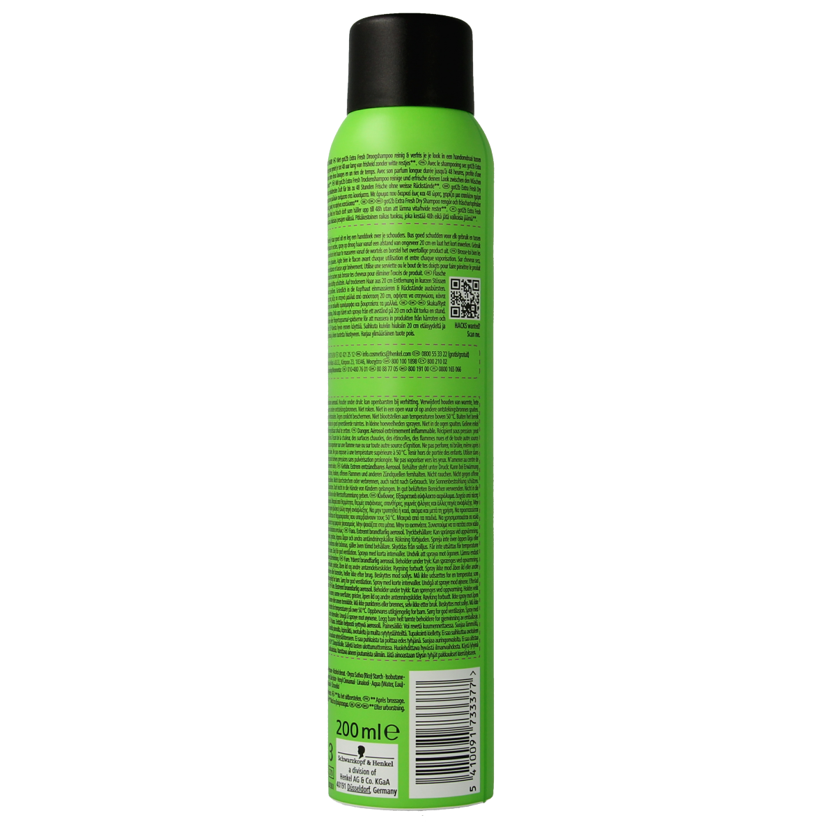 Got2b Droogshampoo extra fresh hair care product in 200ml bottle with sleek packaging, designed for revitalizing hair.