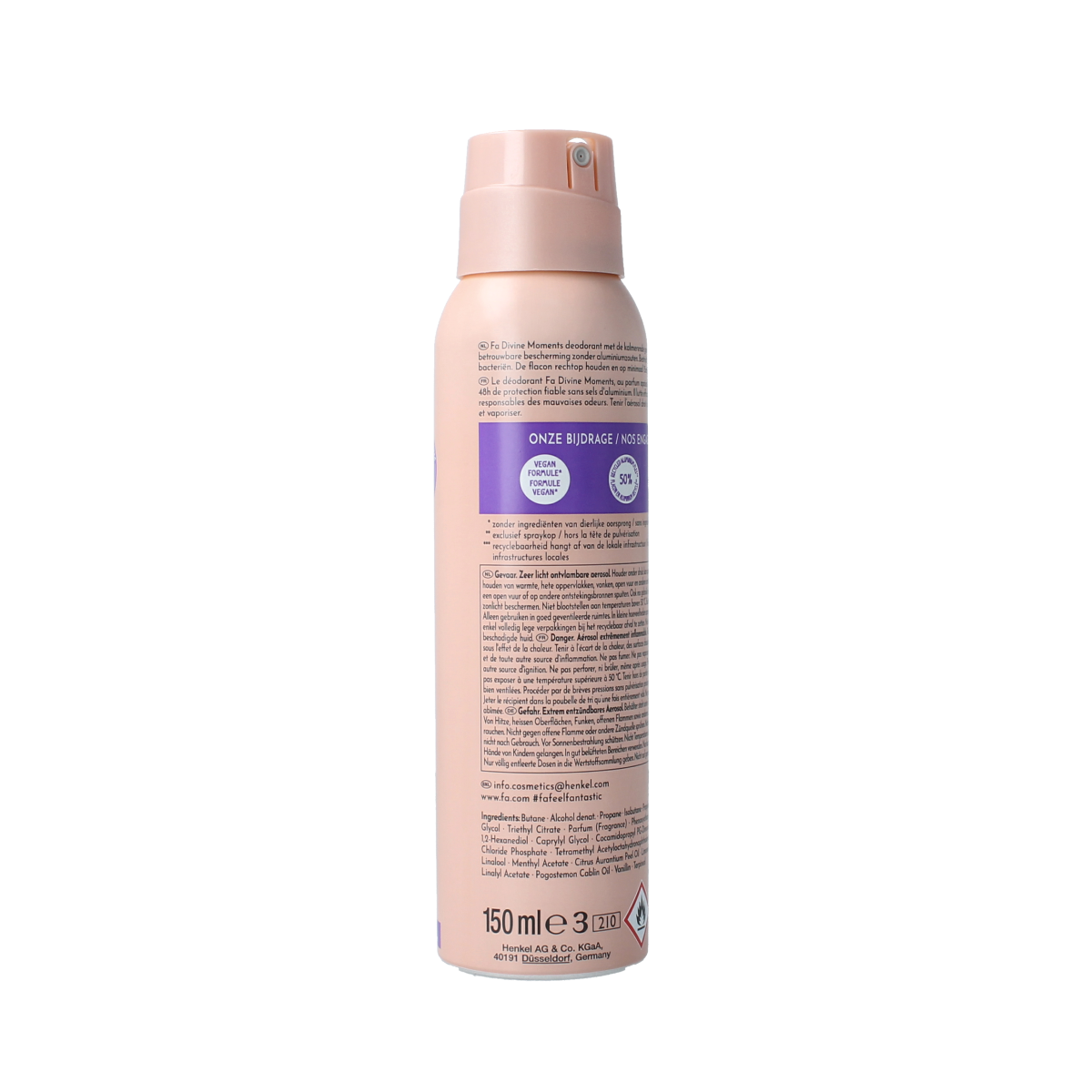 FA Deodorant spray Divine Moments, 150ml, featuring a sleek bottle and fresh scent, ideal for everyday freshness.
