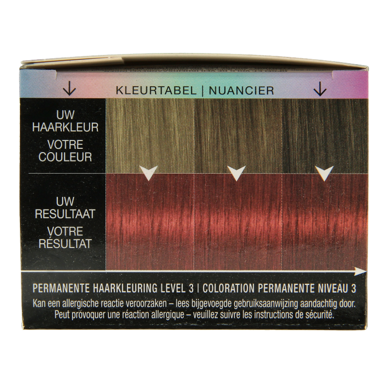 Syoss Color baseline 5-29 intens rood hair dye set showing vibrant red hair color and packaging details.