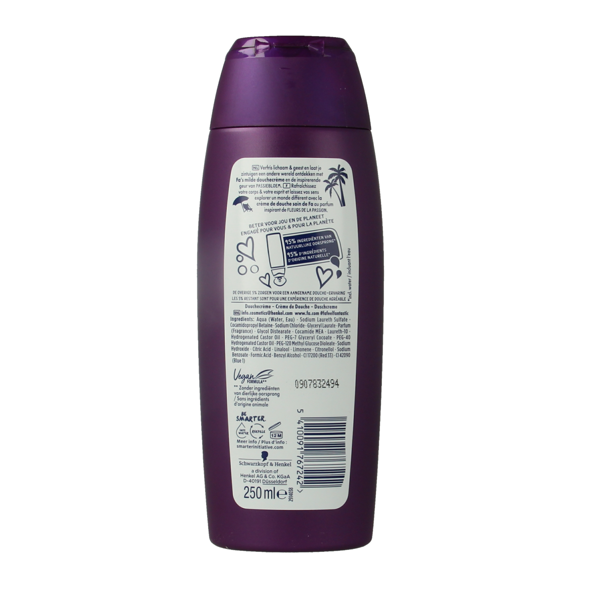 FA Douche Mystic Moments with shea butter and passion fruit, 250ml bottle, moisturizing and refreshing body wash.