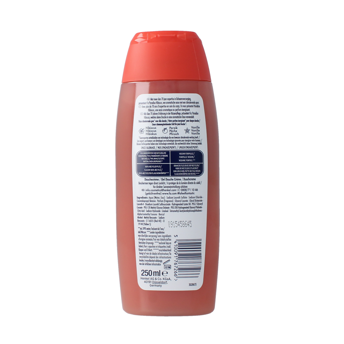 FA Paradise Moments shower cream bottle, 250ml, with a colorful label and floral design for a luxurious bath experience.