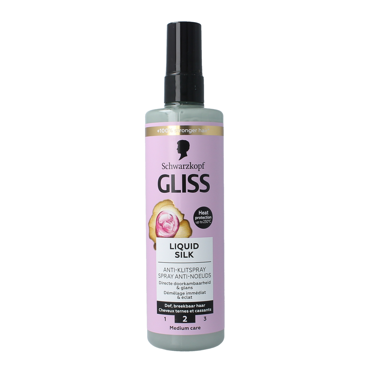 Gliss Kur Anti-klit spray liquid silk gloss for hair styling, 200ml bottle with shiny, smooth hair finish