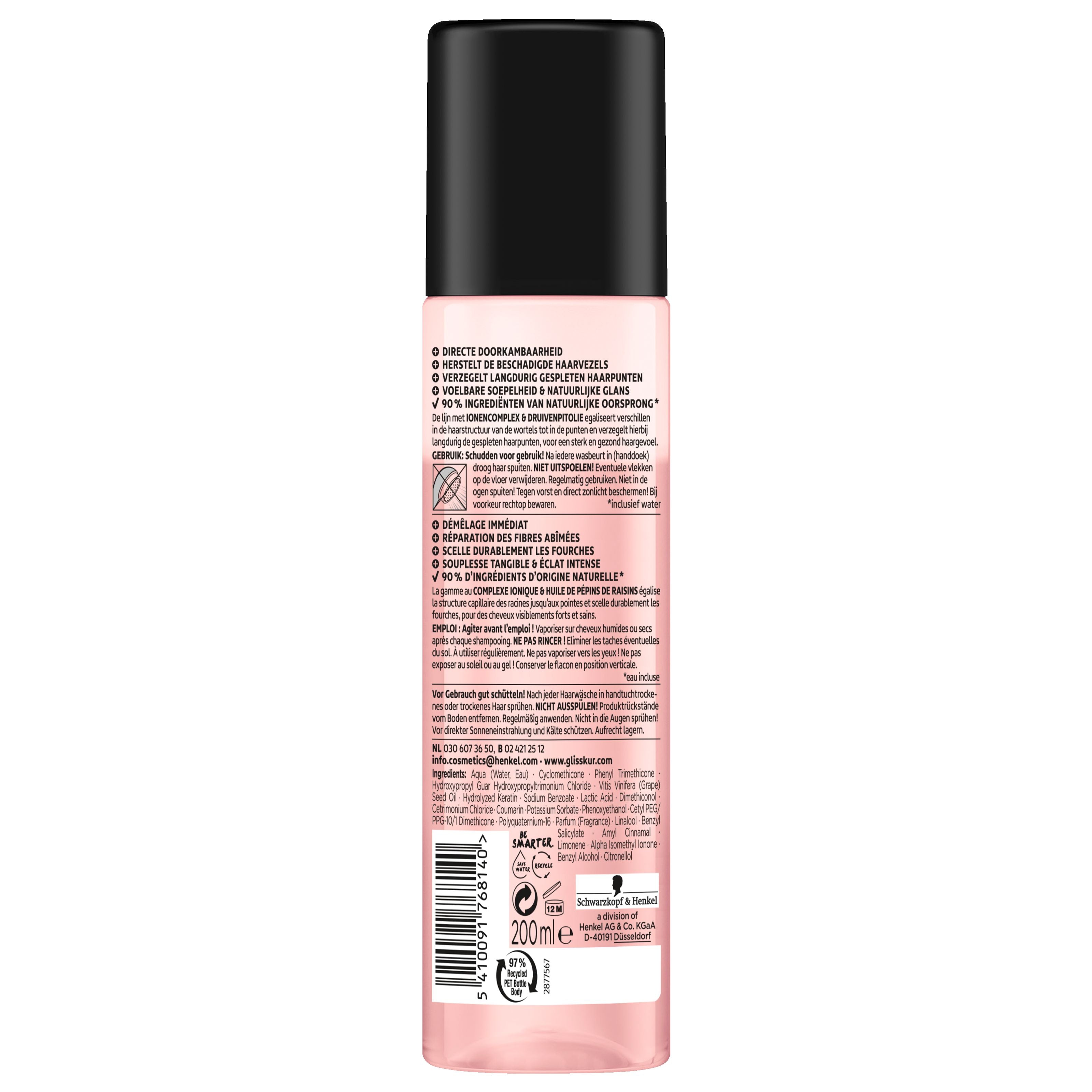 Gliss Kur Anti-klit spray for split ends, 200ml, hair care product with a spray nozzle, designed to reduce split ends.