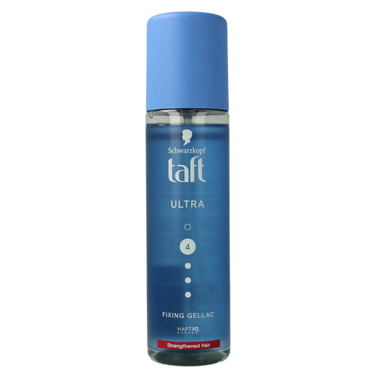 Taft Gellac ultra strong hair styling gel 200ml jar with clear lid and black label, suitable for strong hold hairstyles
