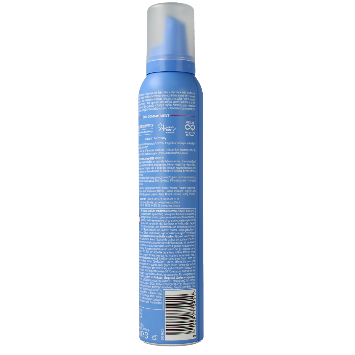 Taft Ultra Strong Mousse for hair styling in a 200ml can, providing firm hold and volume for styled hair.