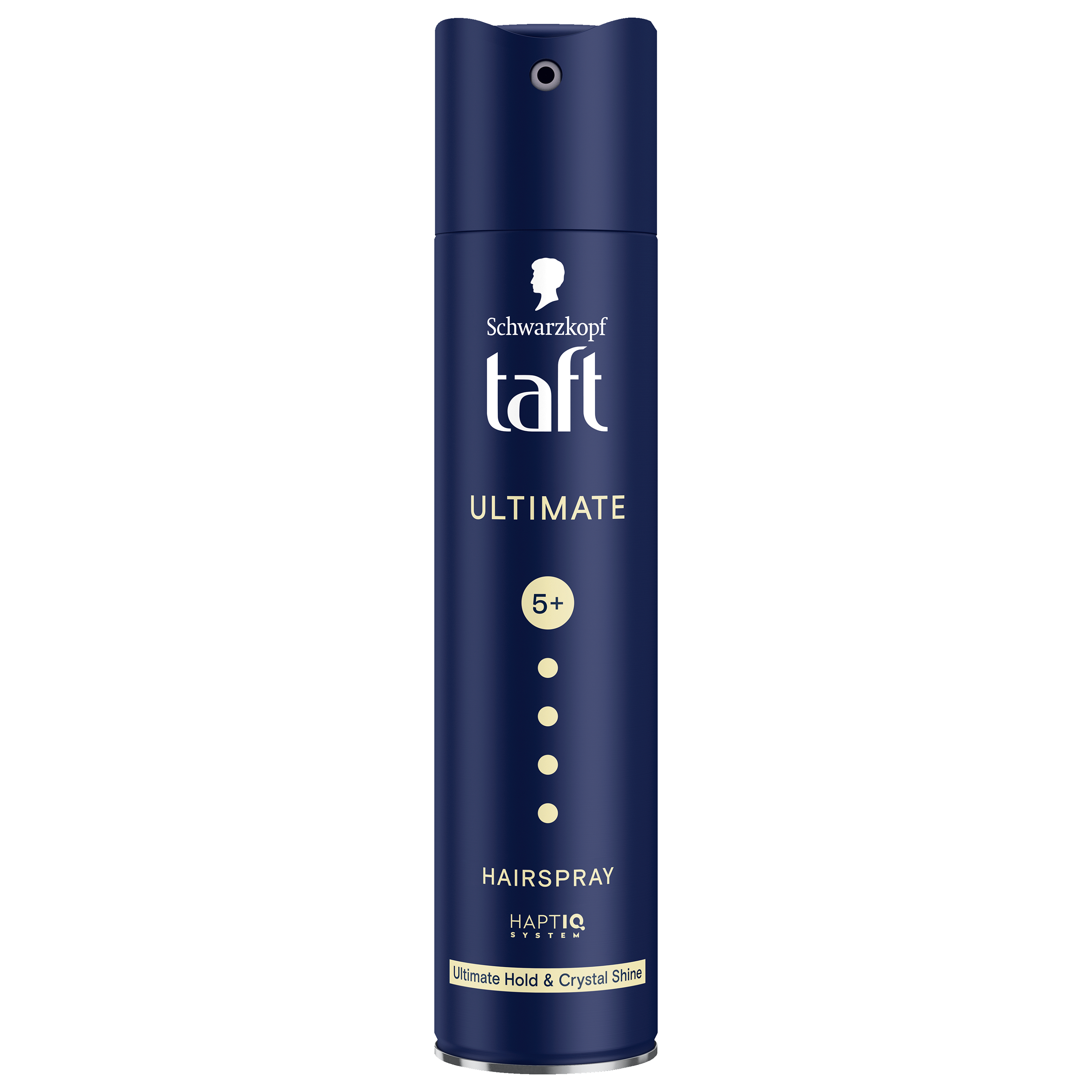 Taft Hairspray Ultimate 250ml bottle, hair styling spray with fast-drying formula, in a sleek silver and blue can.