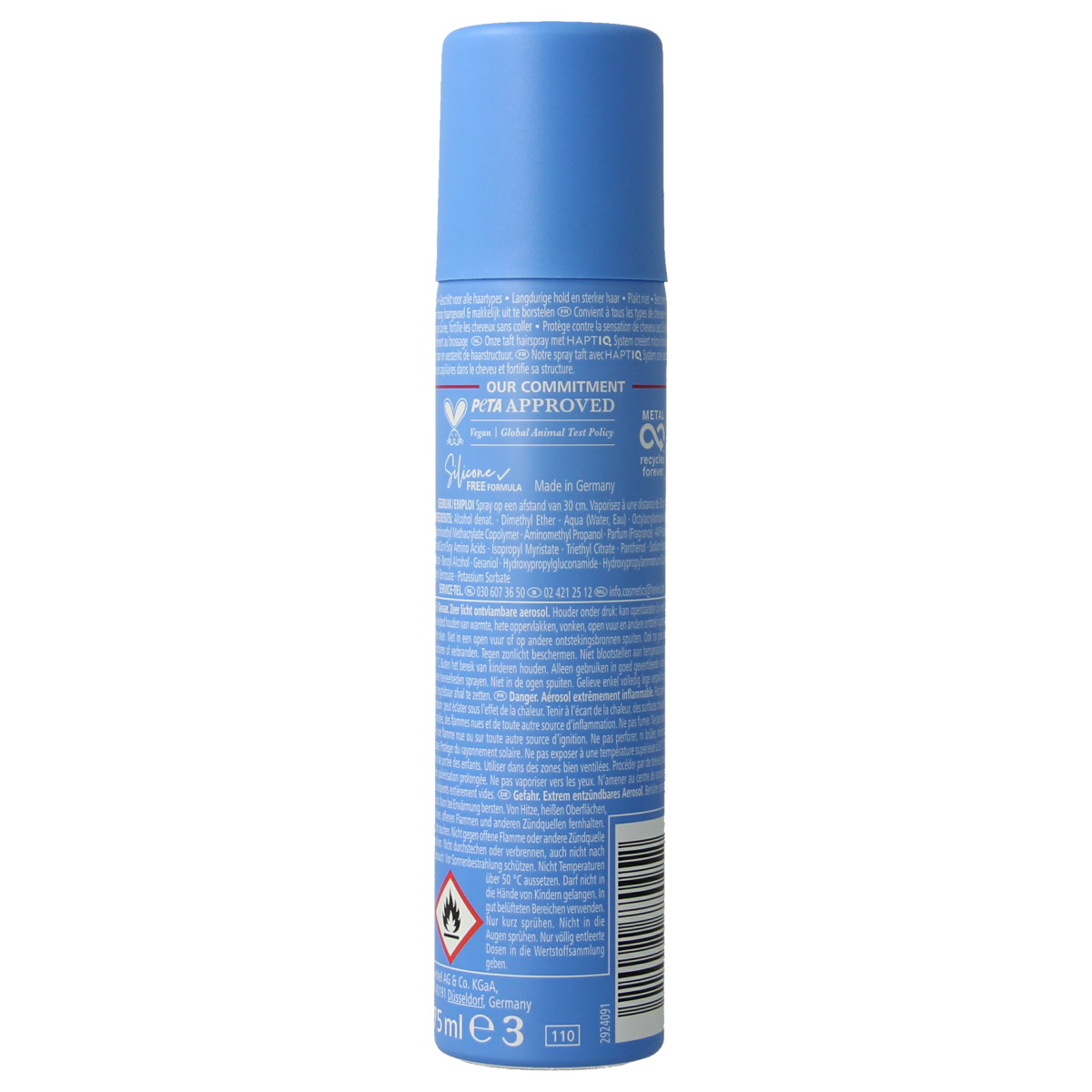 Taft Ultra Strong Hairspray pocket size, 75ml, for styling hair with firm hold and long-lasting control.