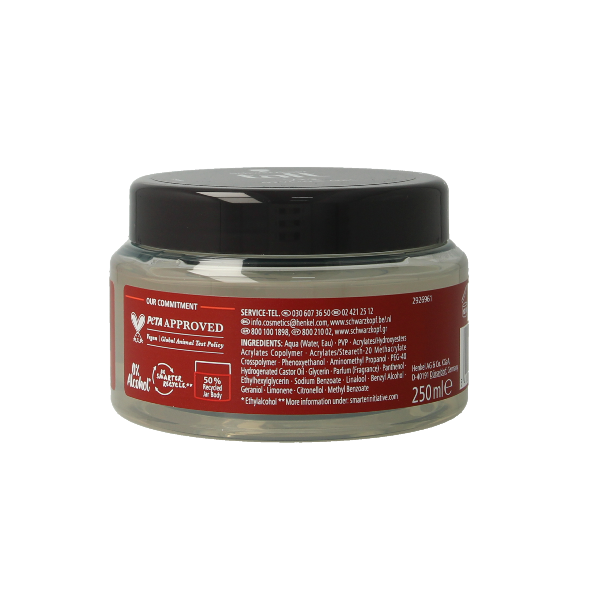 Taft Maxx power gel pot 250ml for strong hold styling, showing the black and yellow gel container with product label.