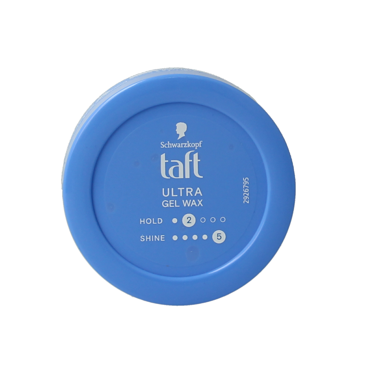 Taft Ultra gel wax structure for hair styling, 75ml, in a clear container with a black lid, showing the product label.