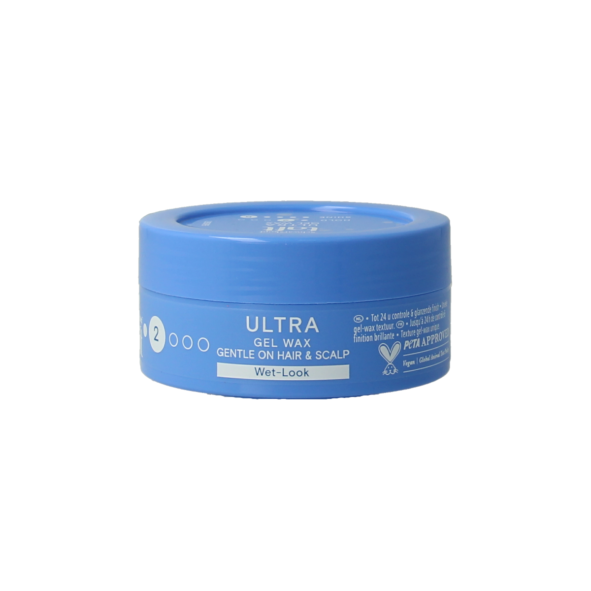 Taft Ultra gel wax structure in 75ml container, ideal for hair styling with strong hold and a glossy finish.