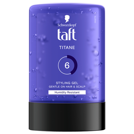 Taft Power Gel Titane hair styling gel in 300ml bottle, provides strong hold and shine for hair styling.