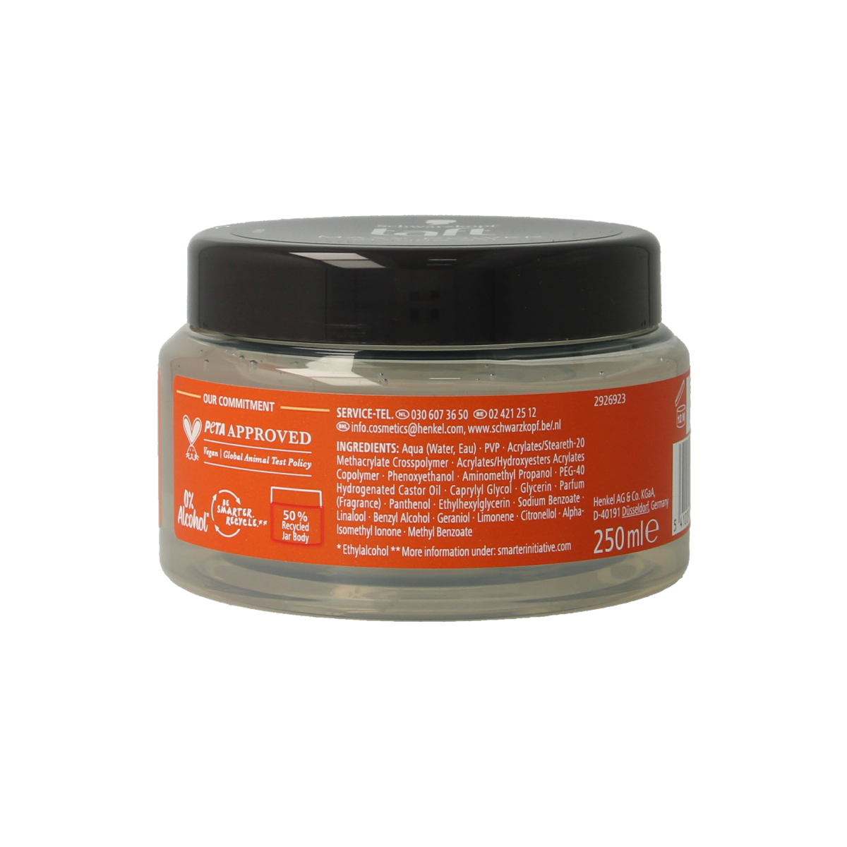 Taft Maxx power gel pot, 250ml, hair styling gel with strong hold and shine, in a clear plastic container.
