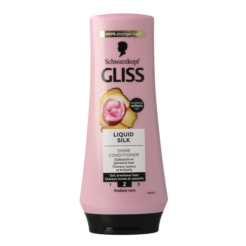 Gliss Kur liquid silk conditioner in a 200ml bottle, designed for hair care with smooth, silky results.