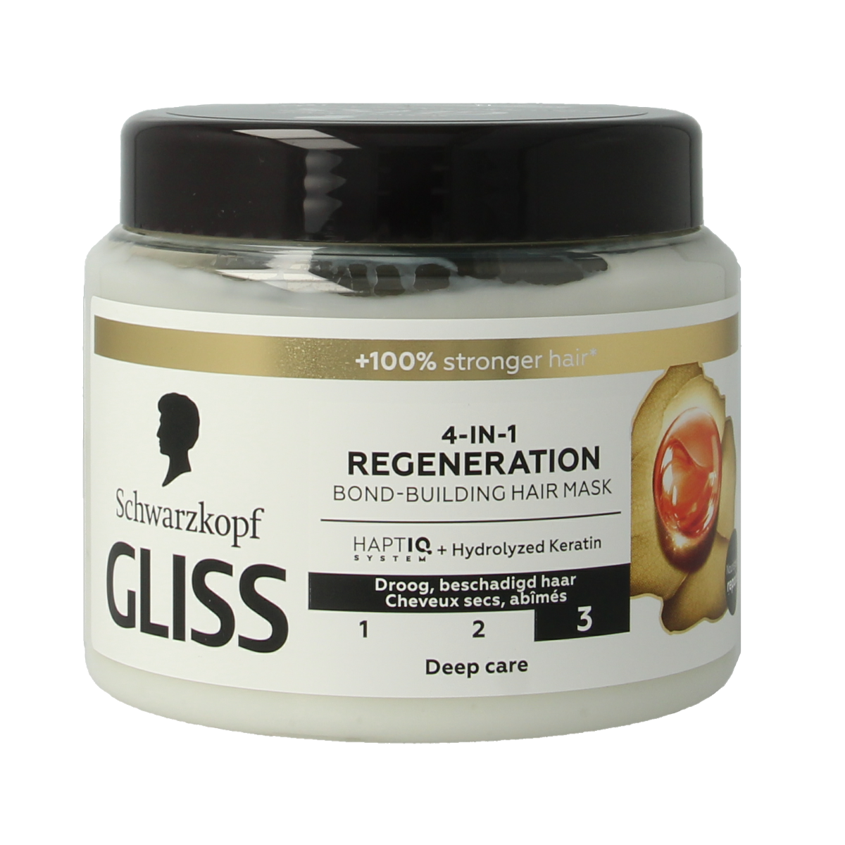 Gliss Kur Total Repair hair mask in 400ml jar, moisturizing hair treatment for damaged and dry hair.