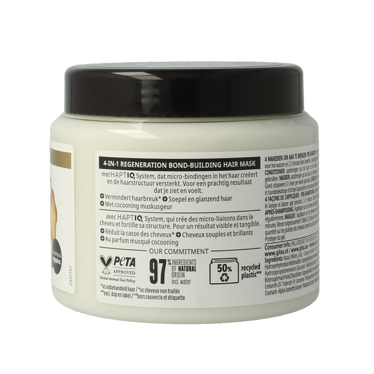 Gliss Kur Total Repair Haarverzorging mask 400ml jar with creamy texture and label detail for damaged hair treatment