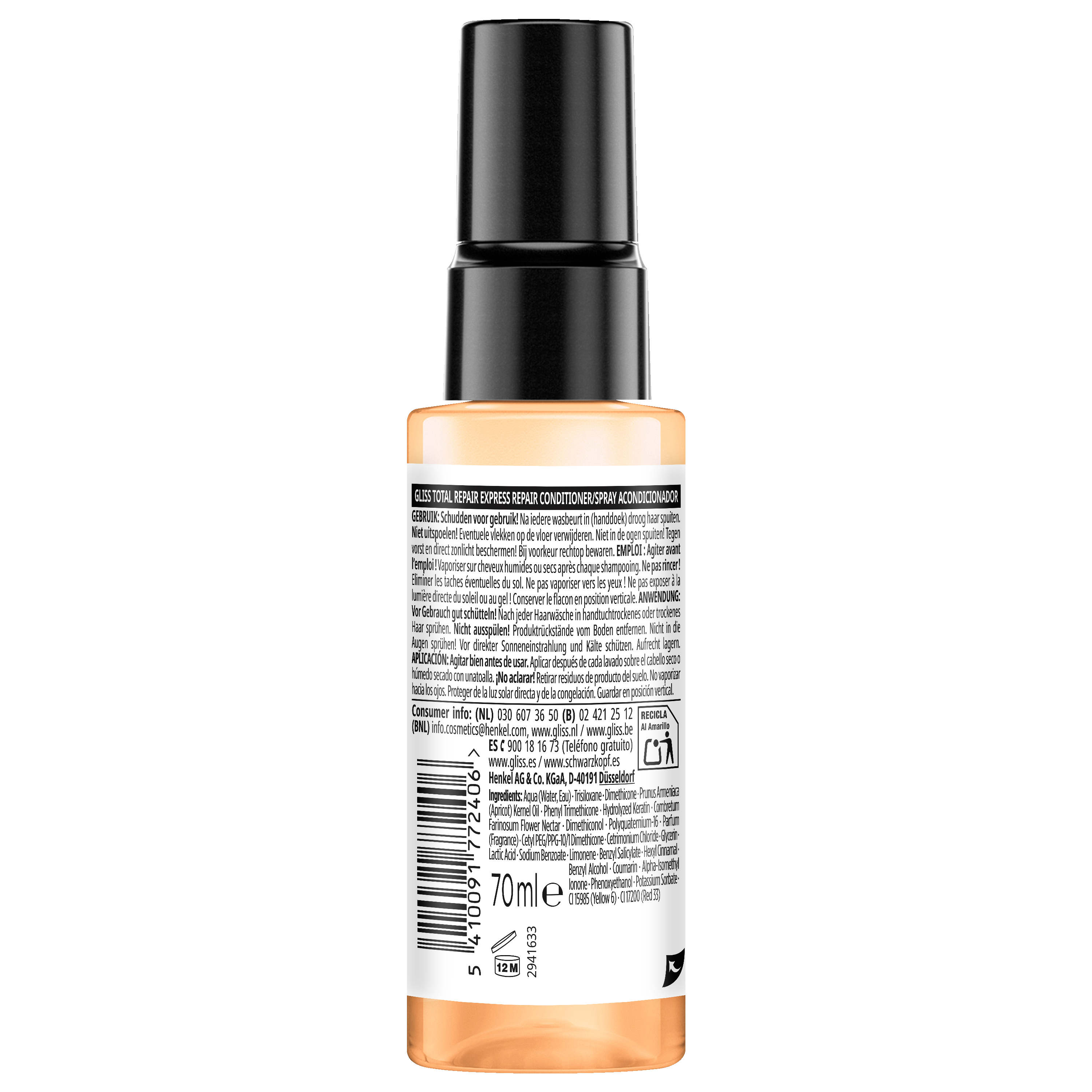 Gliss Kur Anti-klit spray total repair 19 mini 70.00 Milliliter